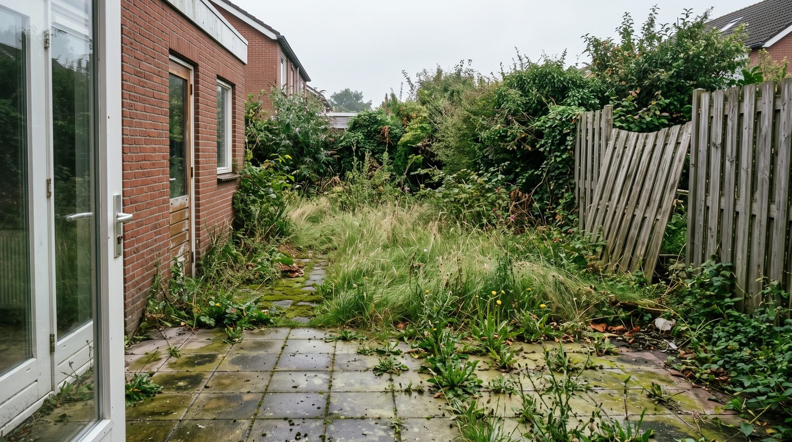 Tuin met achterstallig onderhoud